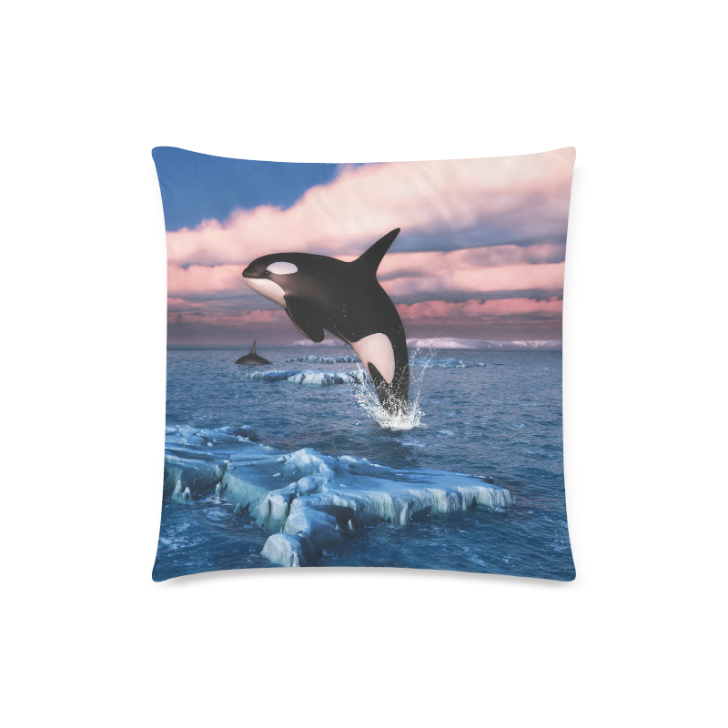 Killer Whales In The Arctic Ocean Custom Zippered Pillow Case 18"x18"(Twin Sides)