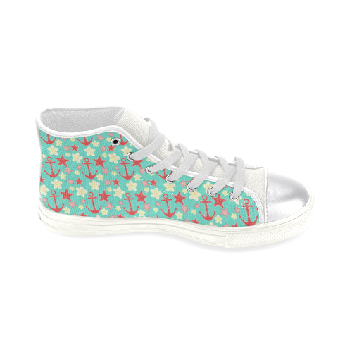 Summer pattern Women's Classic High Top Canvas Shoes (Model 017)