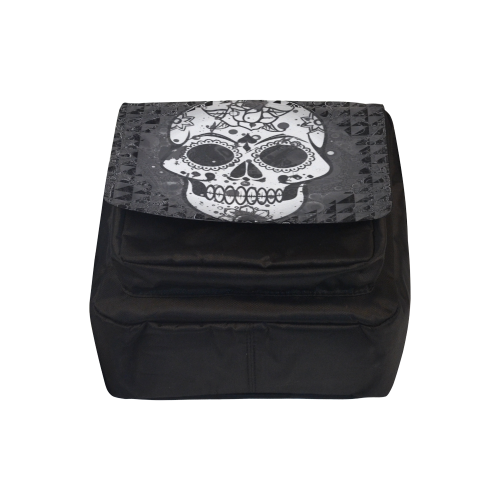 black and white Skull Crossbody Nylon Bags (Model 1633)