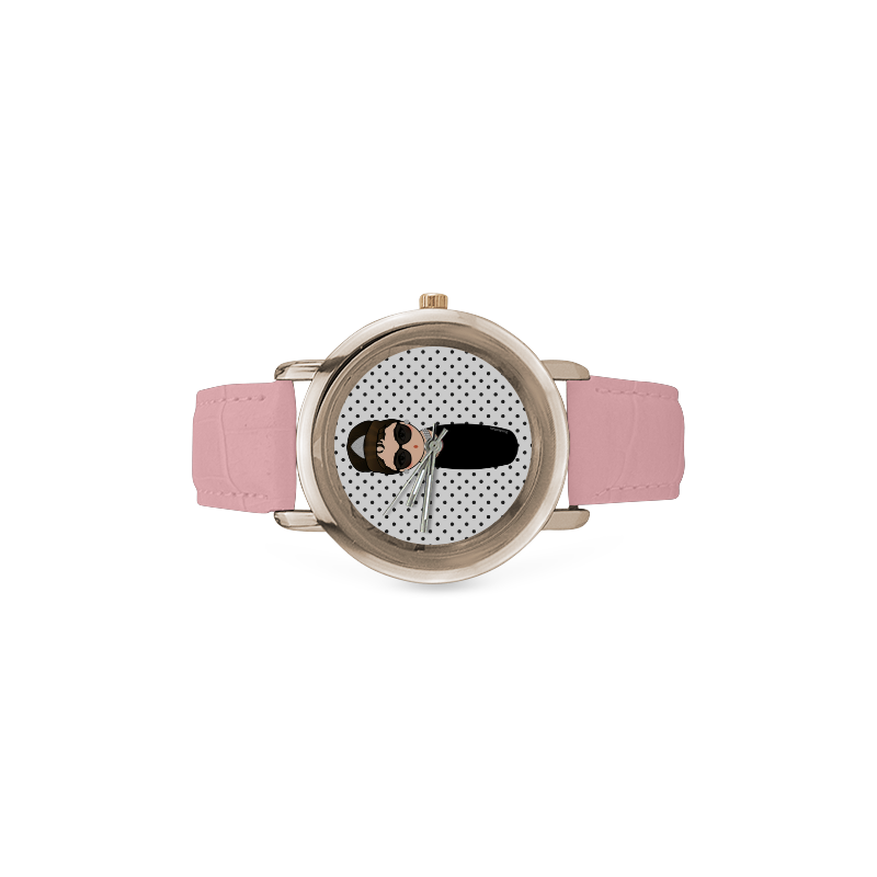 Kokeshi Audrey Hepburn Women's Rose Gold Leather Strap Watch(Model 201)