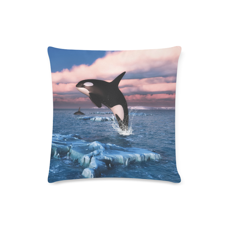 Killer Whales In The Arctic Ocean Custom Zippered Pillow Case 16"x16"(Twin Sides)