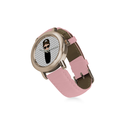 Kokeshi Audrey Hepburn Women's Rose Gold Leather Strap Watch(Model 201)