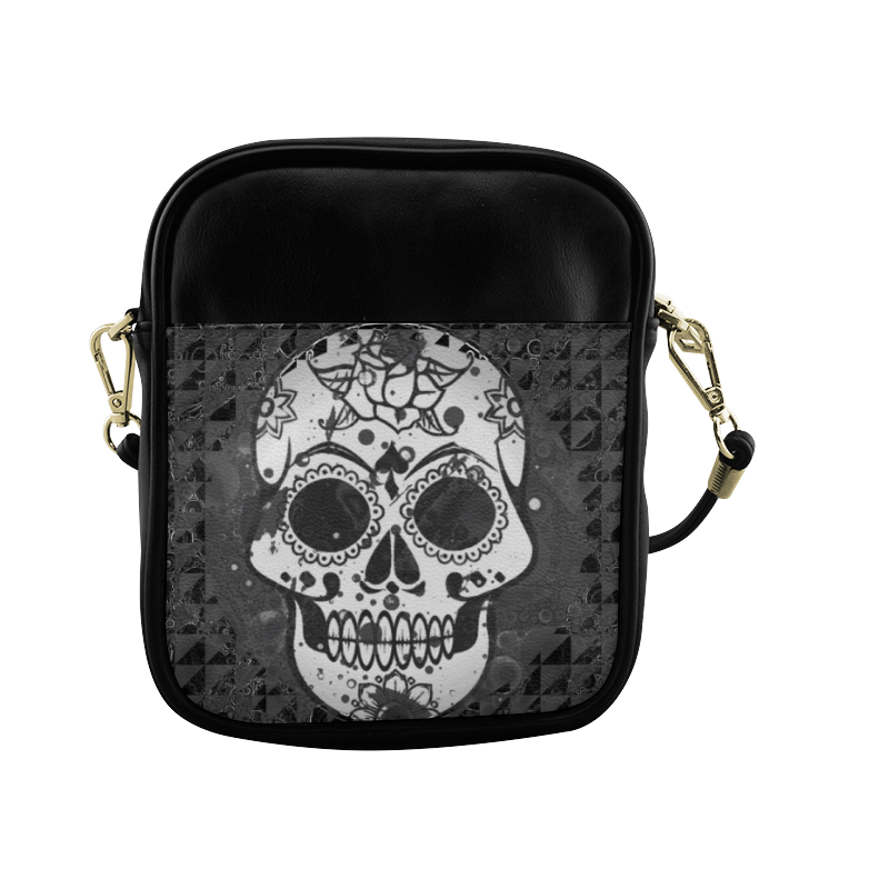 black and white Skull Sling Bag (Model 1627)
