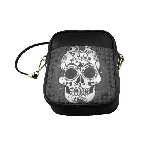 black and white Skull Sling Bag (Model 1627)