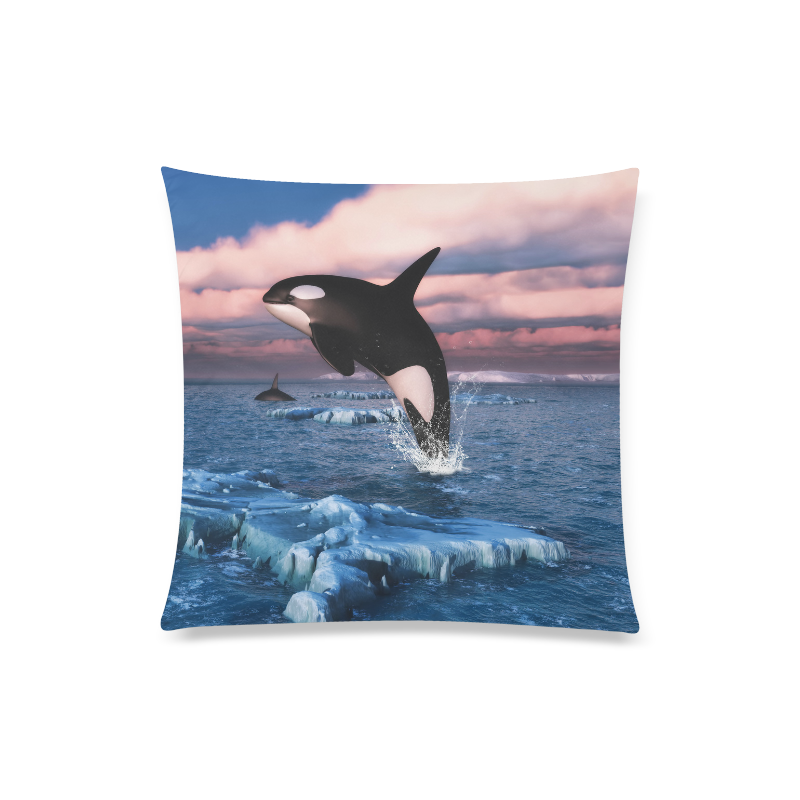 Killer Whales In The Arctic Ocean Custom Zippered Pillow Case 20"x20"(Twin Sides)