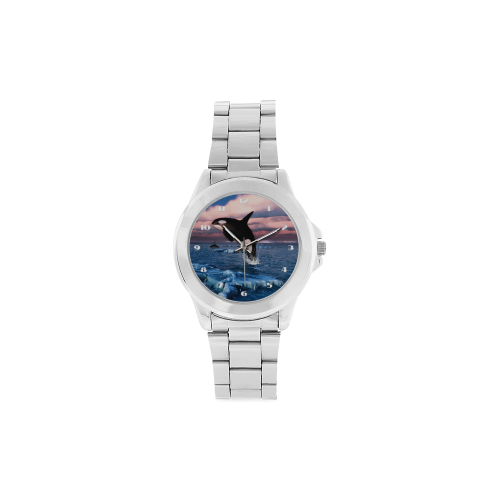 Killer Whales In The Arctic Ocean Unisex Stainless Steel Watch(Model 103)