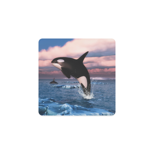 Killer Whales In The Arctic Ocean Square Coaster