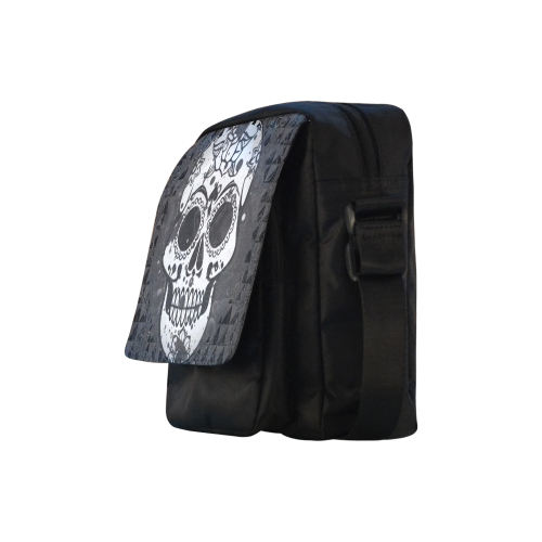 black and white Skull Crossbody Nylon Bags (Model 1633)