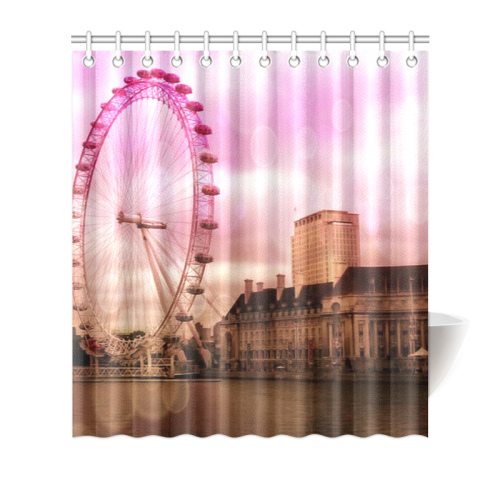 Travel-London, pink Shower Curtain 66"x72"