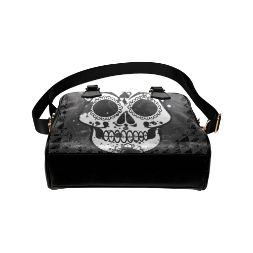 black and white Skull Shoulder Handbag (Model 1634)