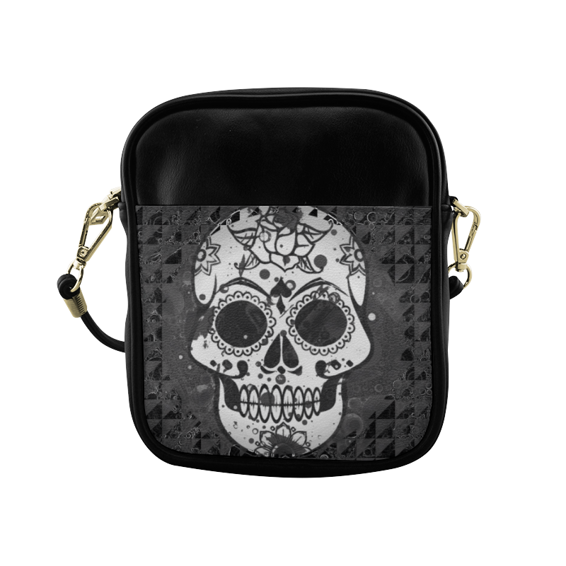 black and white Skull Sling Bag (Model 1627)