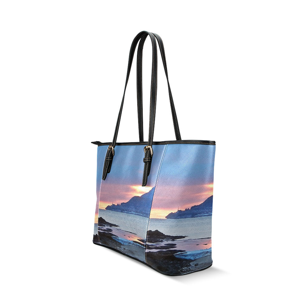 Sunrise in Tourelle Leather Tote Bag/Large (Model 1640)