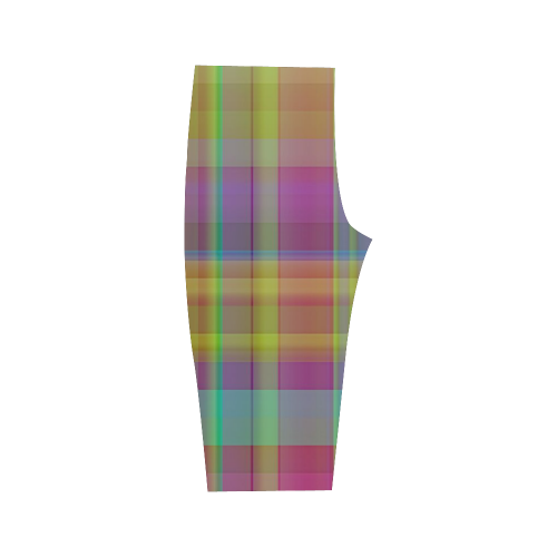modern plaid, cool colors Hestia Cropped Leggings (Model L03)