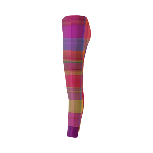 modern plaid, hot colors Cassandra Women's Leggings (Model L01)