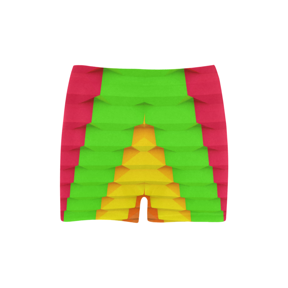 Colorful 3D Geometric Blocks Briseis Skinny Shorts (Model L04)