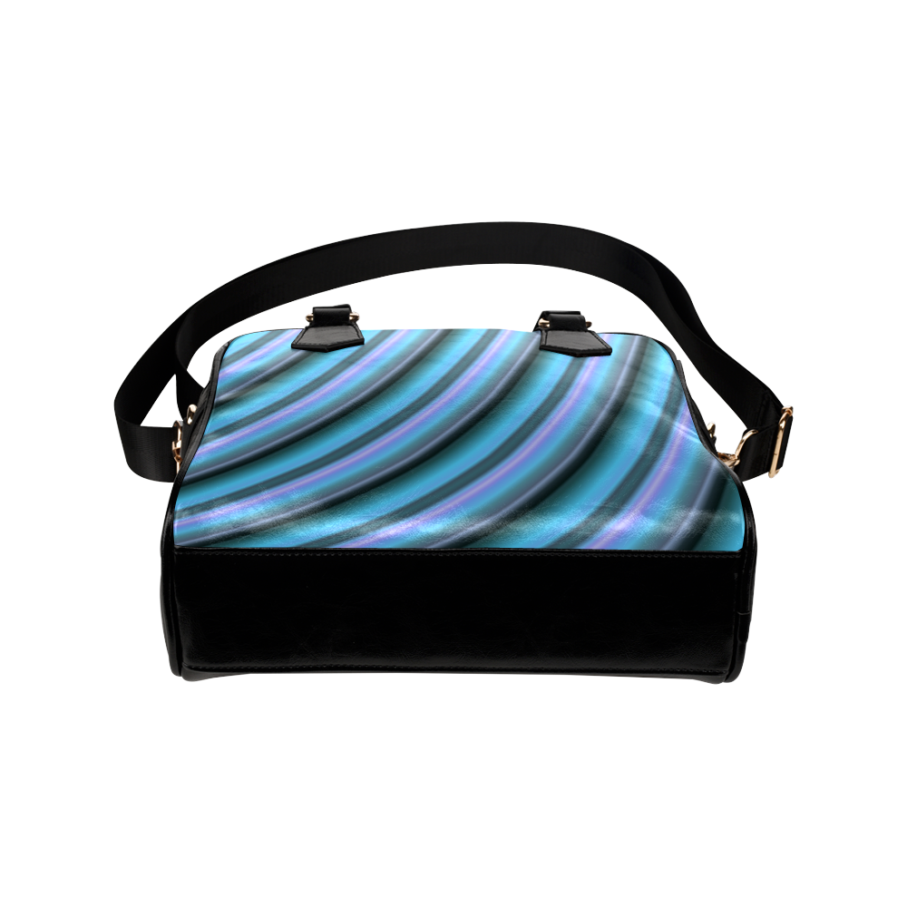 Glossy Light Blue Gradient Stripes Shoulder Handbag (Model 1634)