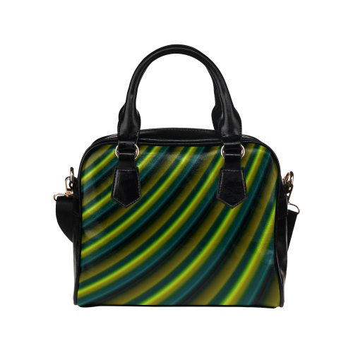 Glossy Lime Green Gradient Stripes Shoulder Handbag (Model 1634)