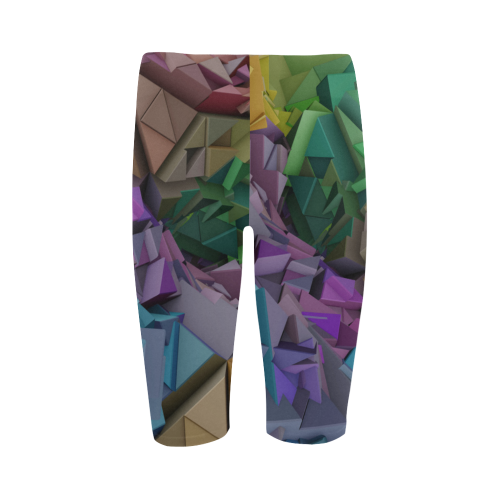 Colorful 3D Low Poly Abstract Geometric Shapes Hestia Cropped Leggings (Model L03)