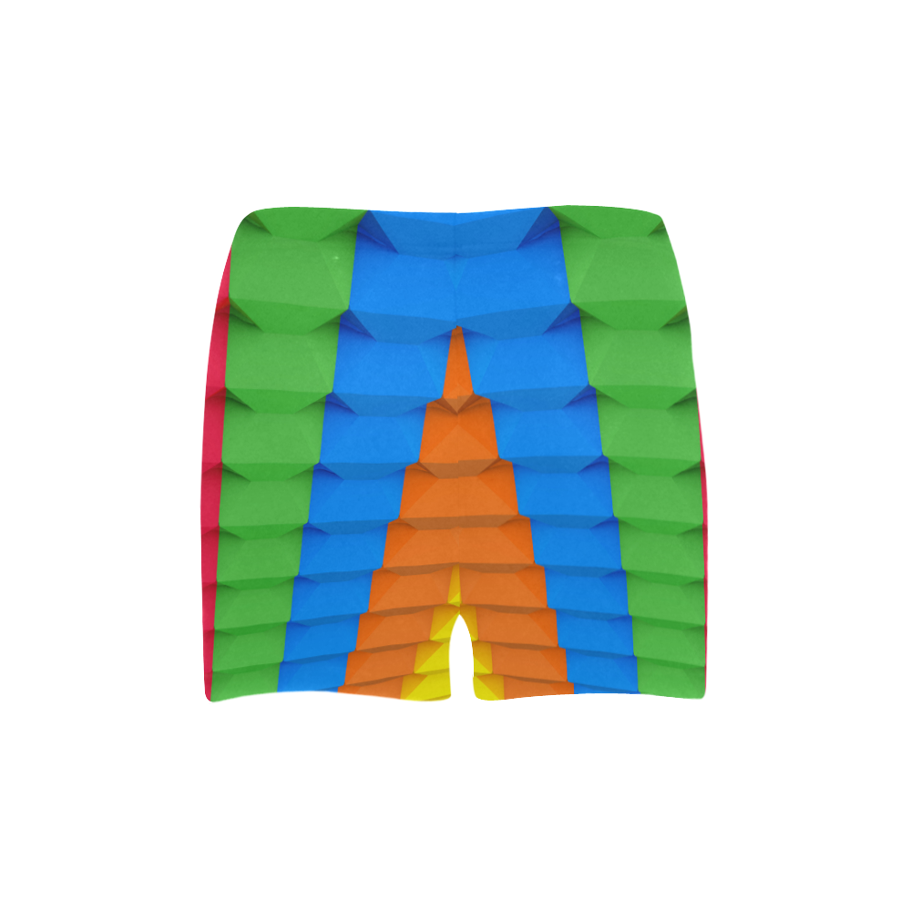 Colorful 3D Geometric Blocks Briseis Skinny Shorts (Model L04)