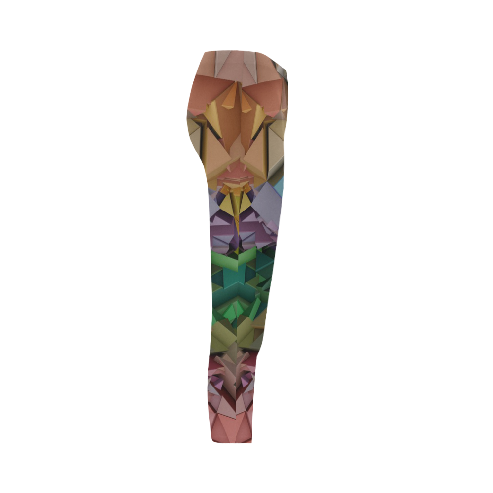 Colorful 3D Low Poly Abstract Geometric Shapes Capri Legging (Model L02)