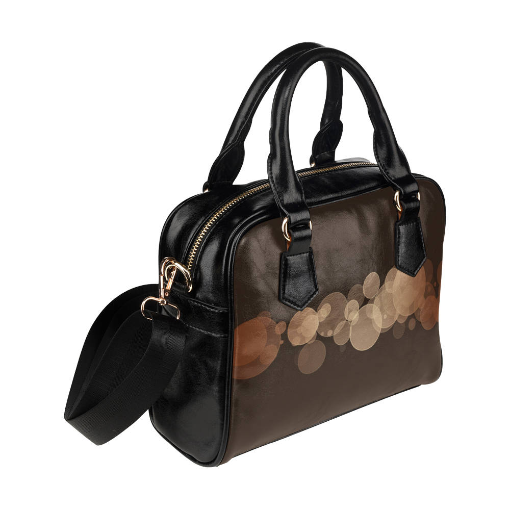 Brown Bokeh Glitter Discs Shoulder Handbag (Model 1634)