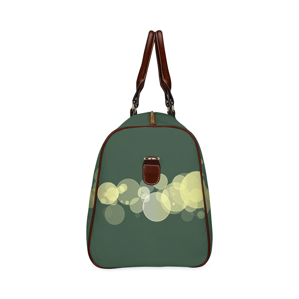 Green Bokeh Glitter Discs Waterproof Travel Bag/Large (Model 1639)