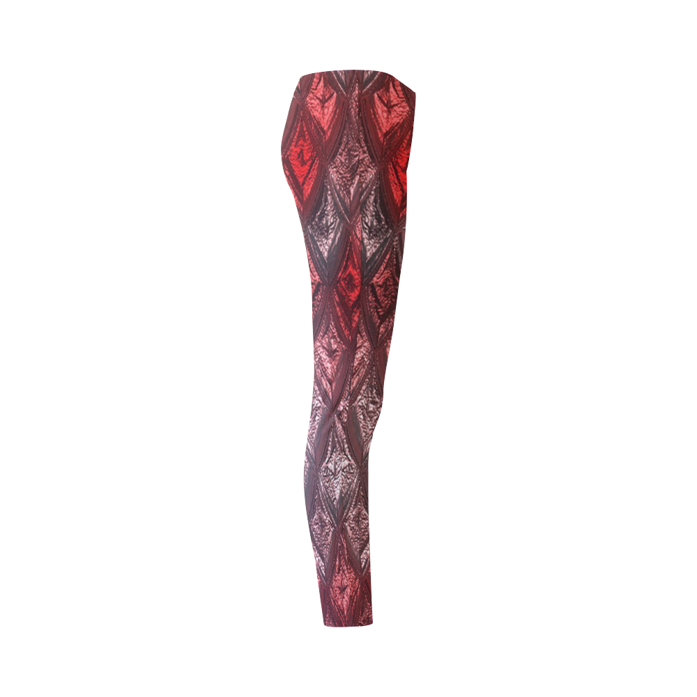 rhombus, diamond patterned red Cassandra Women's Leggings (Model L01)
