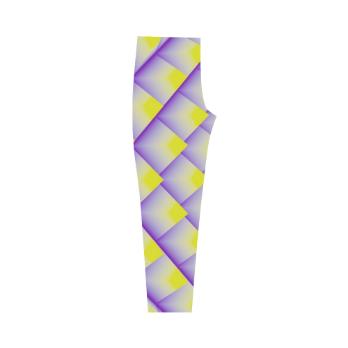 Yellow and Purple 3d Geometric Pyramids Capri Legging (Model L02)