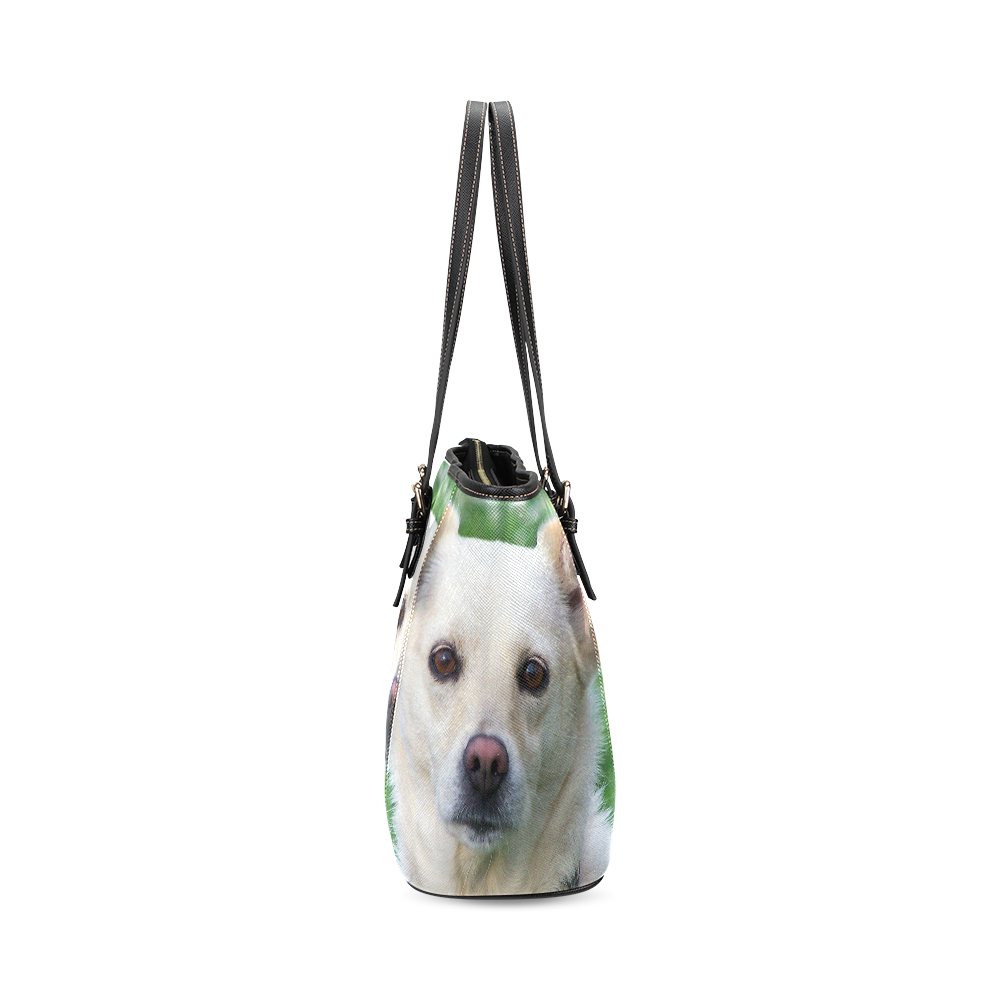 Dog face close-up Leather Tote Bag/Large (Model 1640)