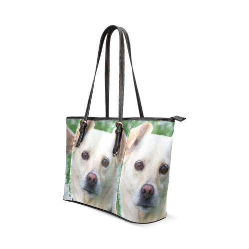 Dog face close-up Leather Tote Bag/Large (Model 1640)