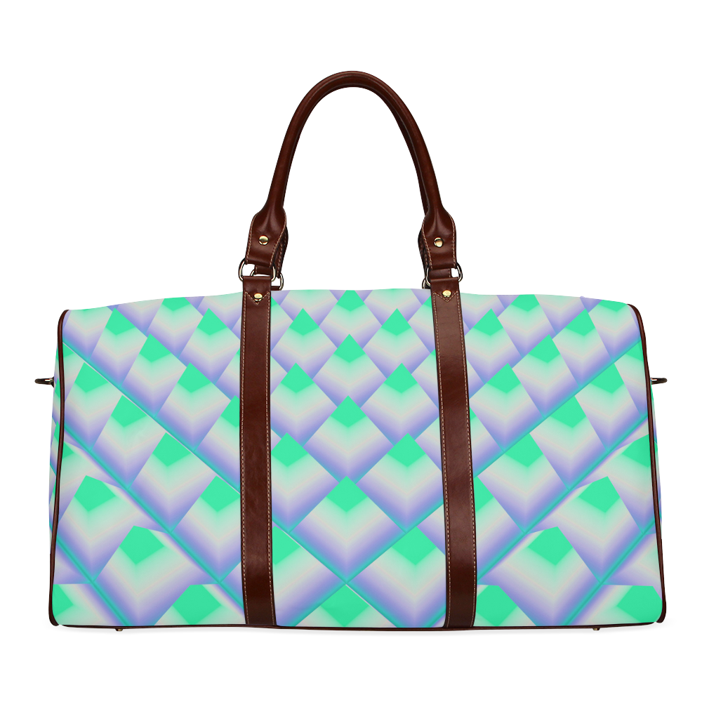Green 3D Pyramids Waterproof Travel Bag/Large (Model 1639)