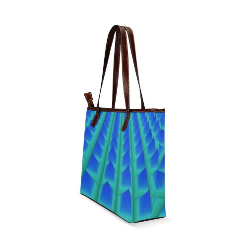 Blue and Green 3D Pyramids Shoulder Tote Bag (Model 1646)
