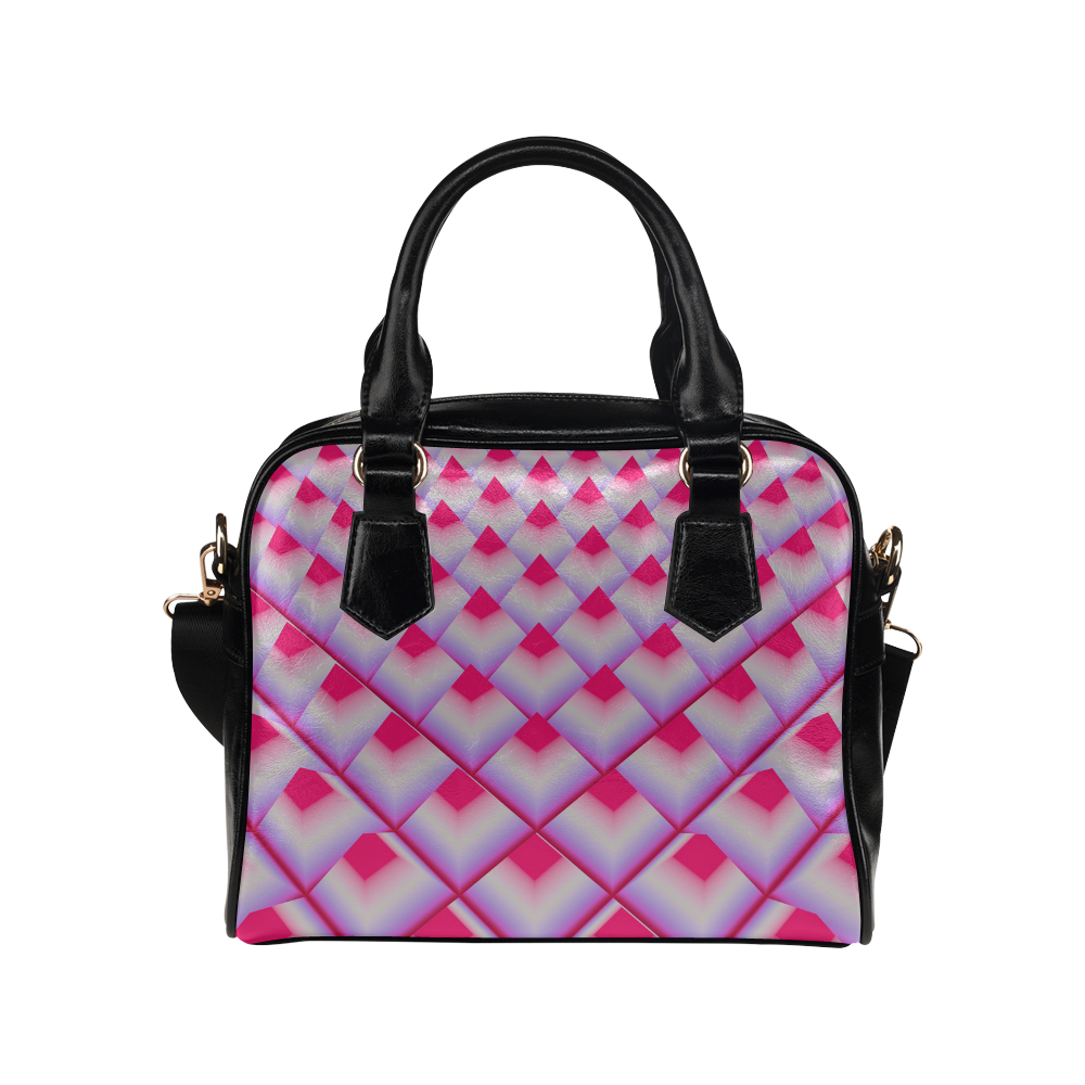 Pink 3D Pyramids Shoulder Handbag (Model 1634)
