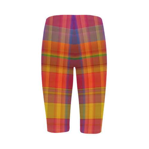 modern plaid, hot colors Hestia Cropped Leggings (Model L03)