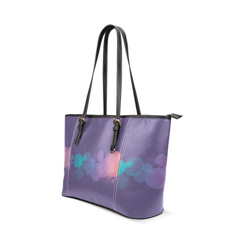 Colorful Bokeh Glitter Discs Leather Tote Bag/Small (Model 1640)