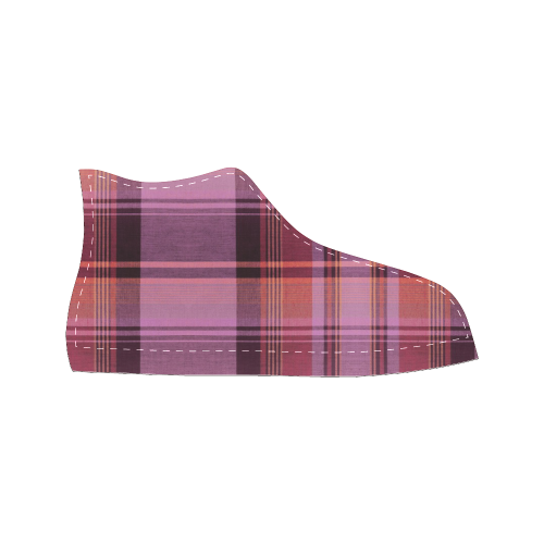 PINK PLAID Women's Classic High Top Canvas Shoes (Model 017)