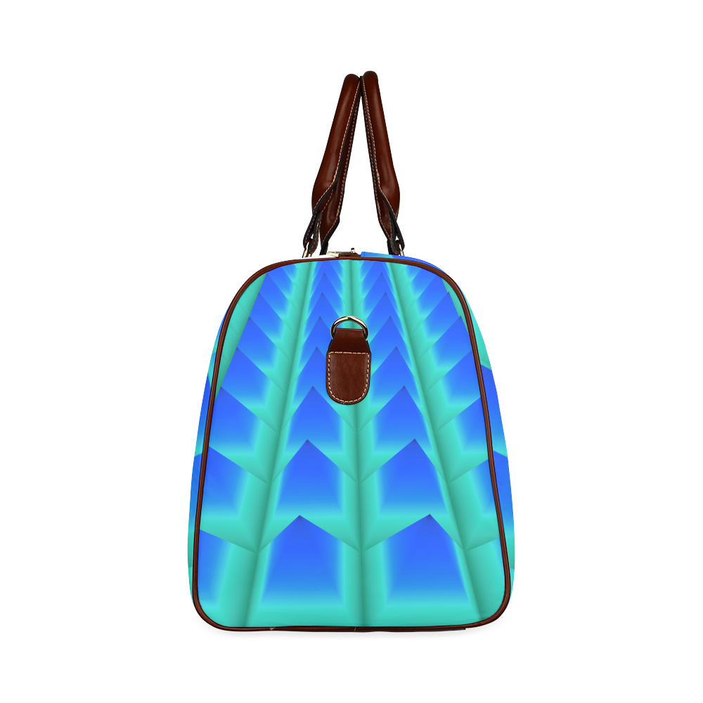 Blue and Green 3D Pyramids Waterproof Travel Bag/Large (Model 1639)