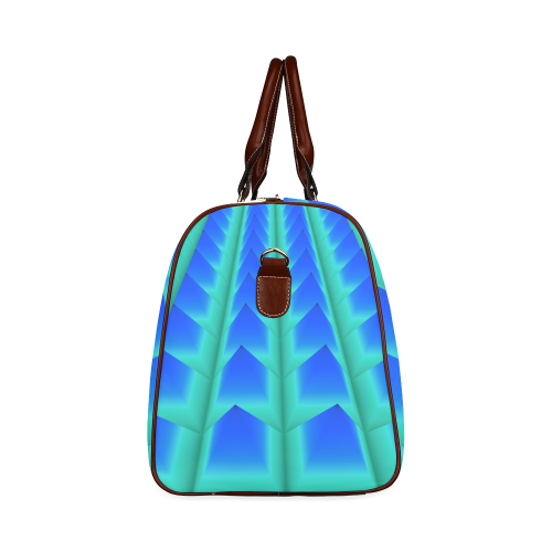 Blue and Green 3D Pyramids Waterproof Travel Bag/Large (Model 1639)