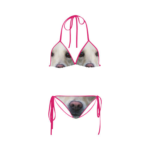 Dog face close-up. Custom Bikini Swimsuit