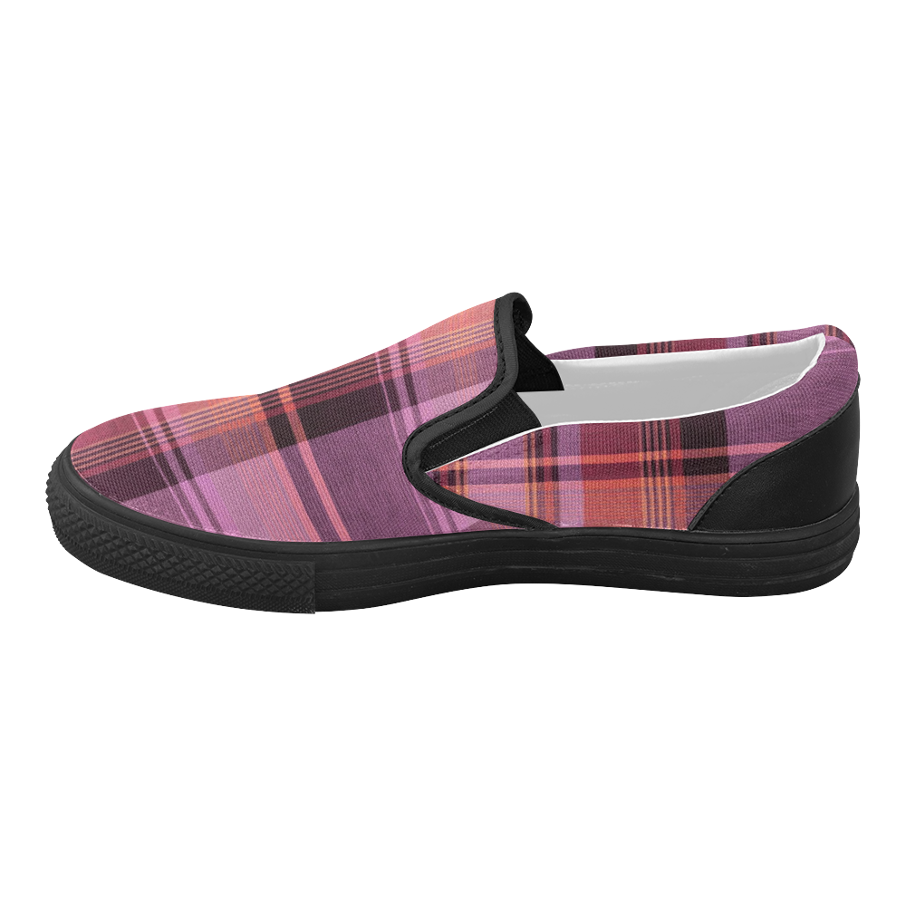 PINK PLAID Women's Slip-on Canvas Shoes (Model 019)