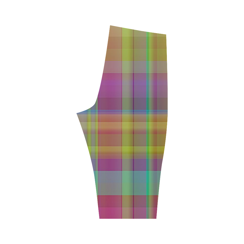 modern plaid, cool colors Hestia Cropped Leggings (Model L03)