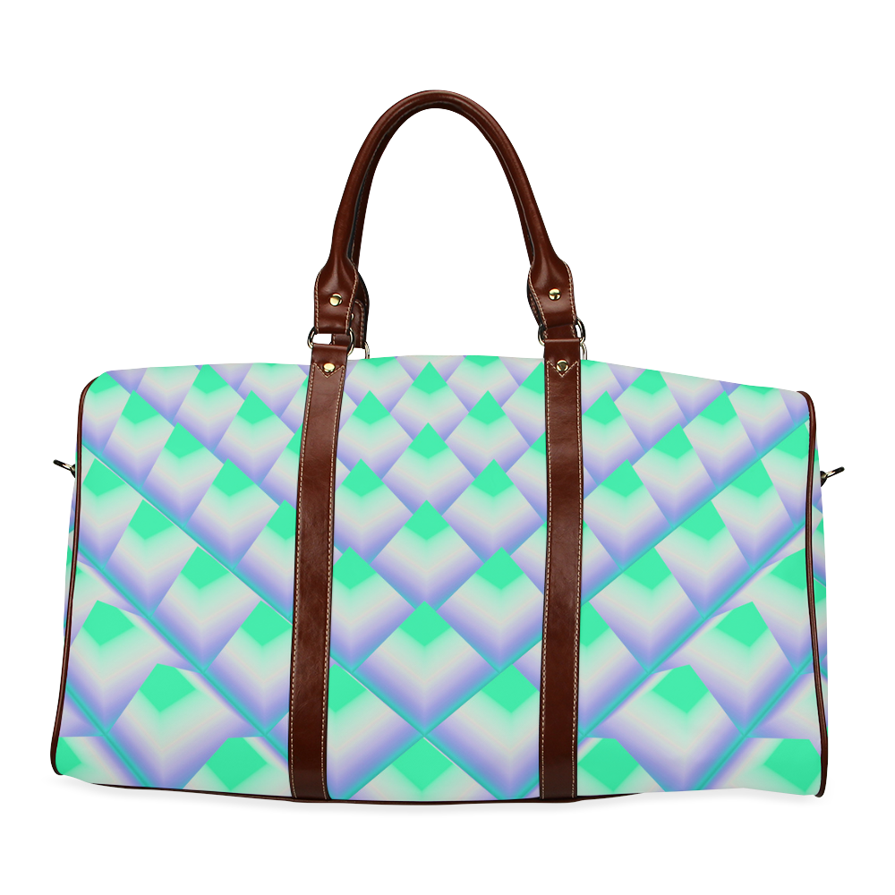 Green 3D Pyramids Waterproof Travel Bag/Large (Model 1639)