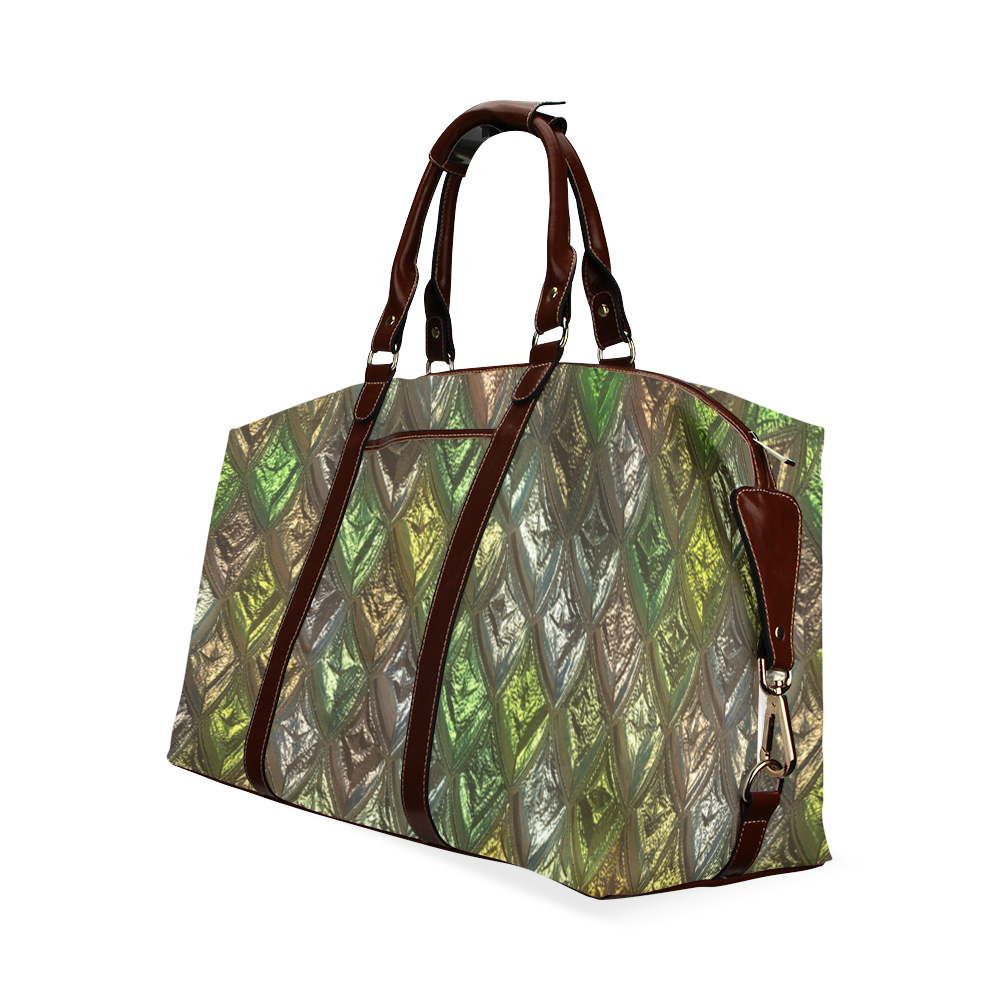 rhombus, diamond patterned green Classic Travel Bag (Model 1643)