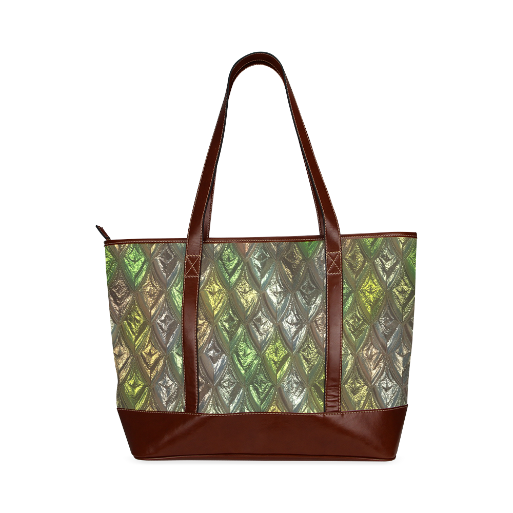 rhombus, diamond patterned green Tote Handbag (Model 1642)