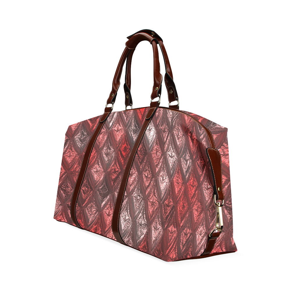 rhombus, diamond patterned red Classic Travel Bag (Model 1643)