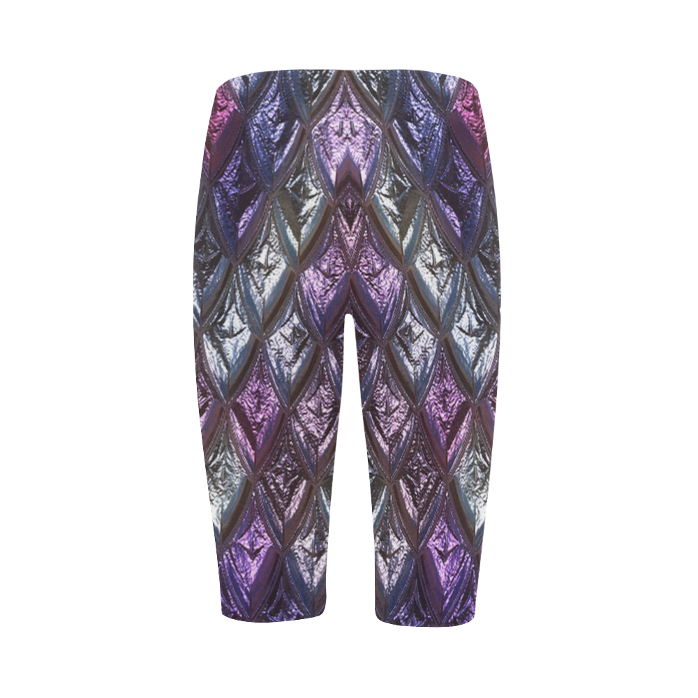 rhombus, diamond patterned lilac Hestia Cropped Leggings (Model L03)