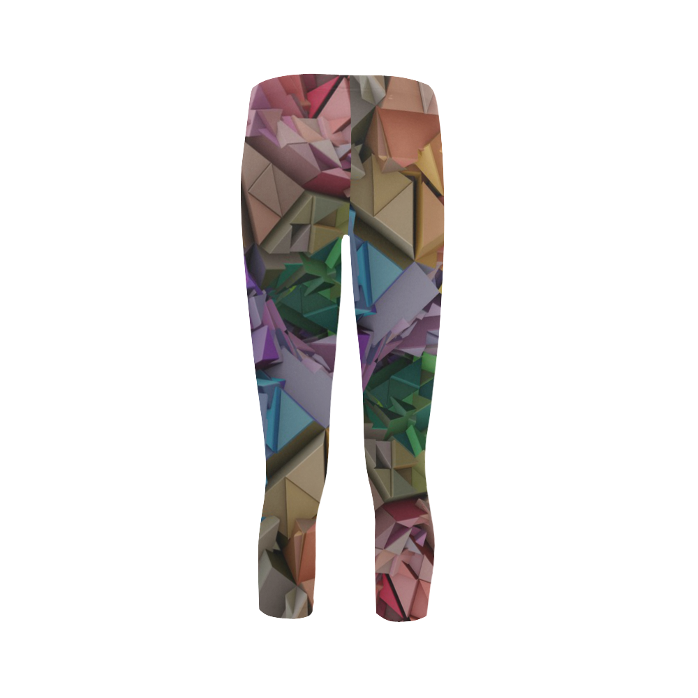 Colorful 3D Low Poly Abstract Geometric Shapes Capri Legging (Model L02)