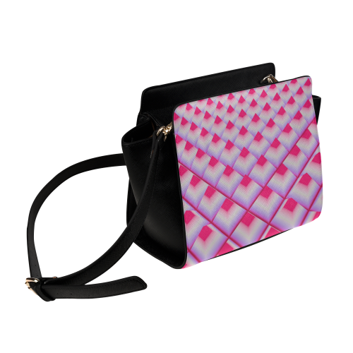 Pink 3D Pyramids Satchel Bag (Model 1635)