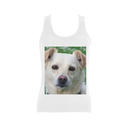 Dog face close-up Women's Shoulder-Free Tank Top (Model T35)