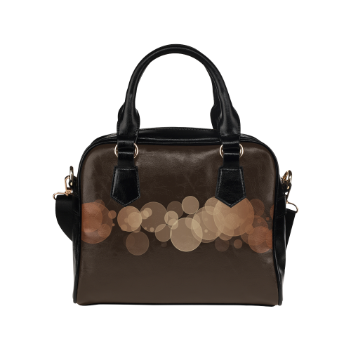 Brown Bokeh Glitter Discs Shoulder Handbag (Model 1634)